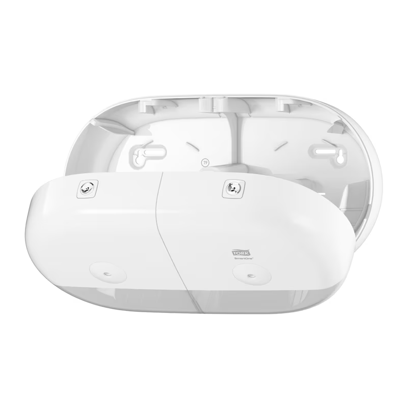 Tork SmartOne® Mini Twin Toilet Roll Dispenser White T9 682000 open