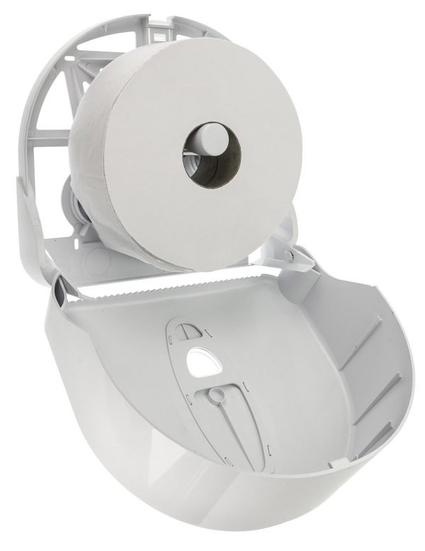 JUMBO WHITE PLASTIC DISPENSER open