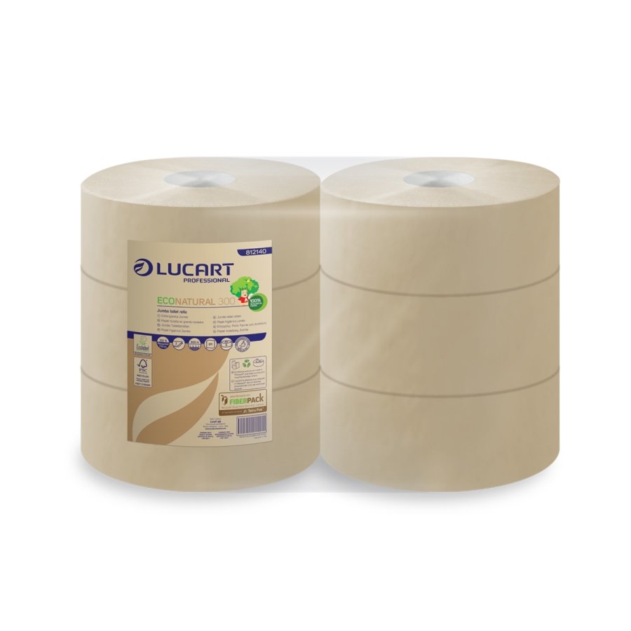 ECO-NATURAL JUMBO 2PLY 300M 91MM T/ROLLS 6PK
