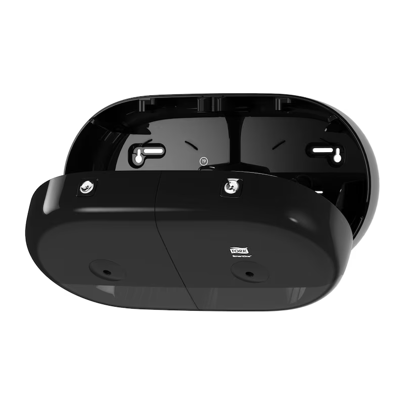 Tork SmartOne® Mini Twin Toilet Roll Dispenser Black T9 682008 open