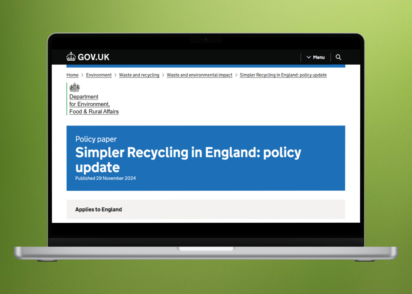 Simpler Recycling Waste Legislation Policy Paper